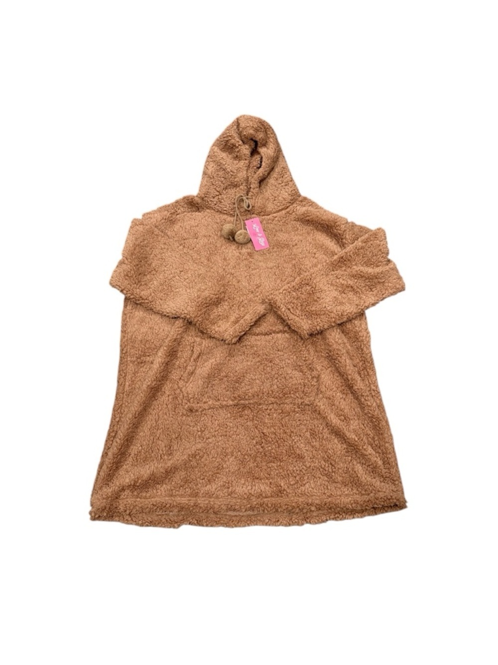 NWT Women’s Love to Sleep Cozy Teddy Fleece Hooded Pullover - Camel Brown OS